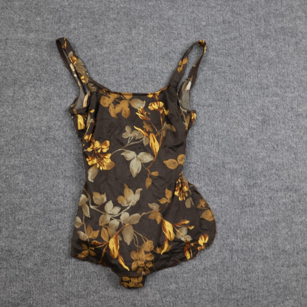 Classics by Jantzen Swimsuit Womens 10 Brown Floral One Piece Ruched 4064